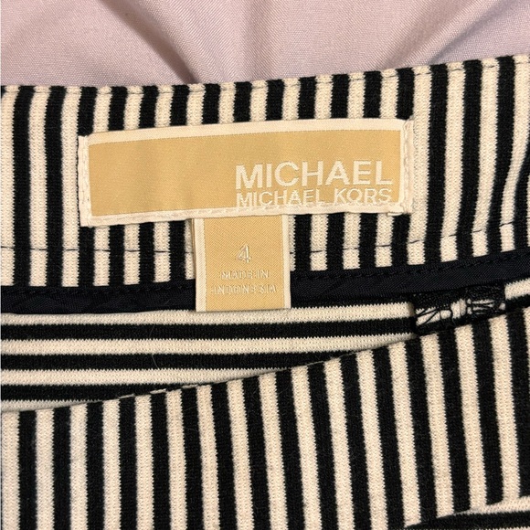 Michael Kors Black White Striped A-Line Skirt Size 4 - Picture 5 of 8